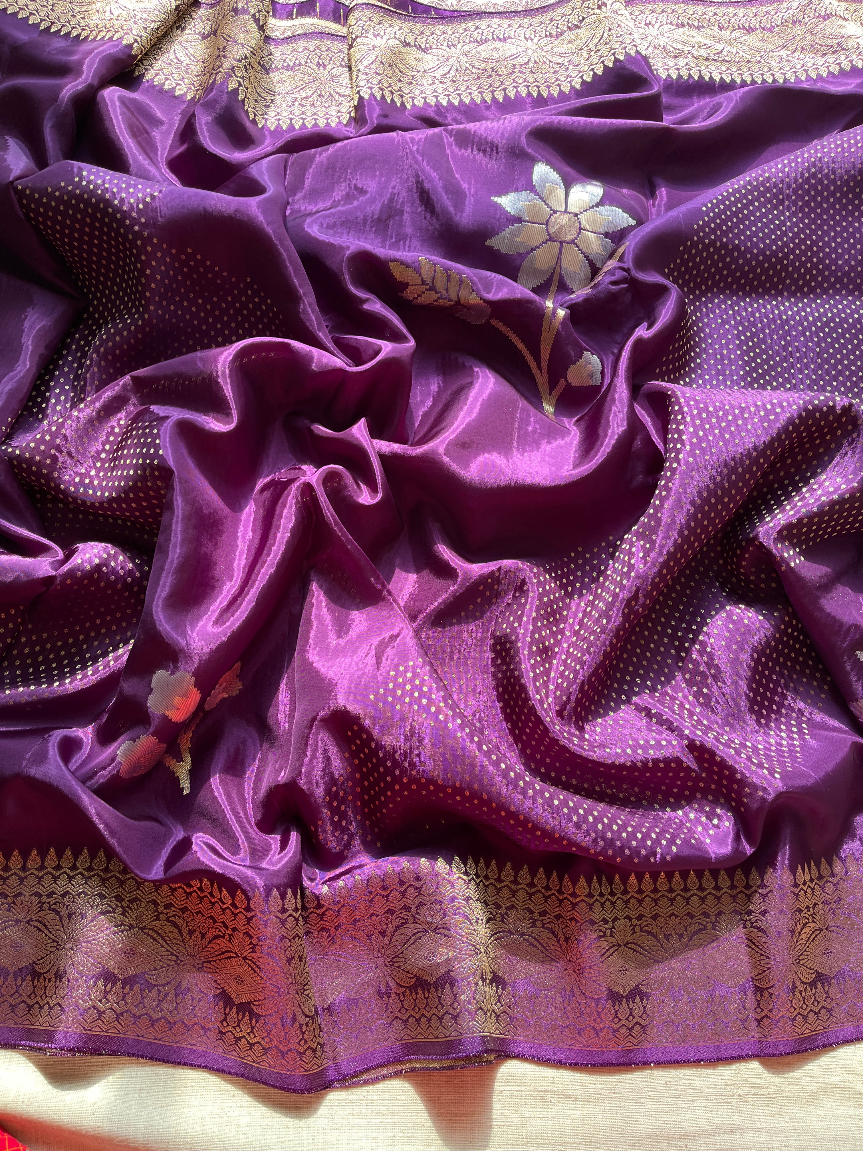 Purple Viscose Silk Saree